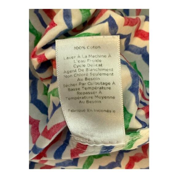 Talbots Tunic Medium Colorful Whale Tail Wavy Print Tie Sleeve Popover Blouse - Picture 8 of 8